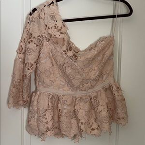 Pink plush lace like top